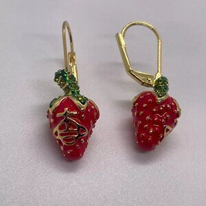 Vivienne Westwood Gold Plated Leonella Nana Strawberry Orb Saturn Dangle Earring